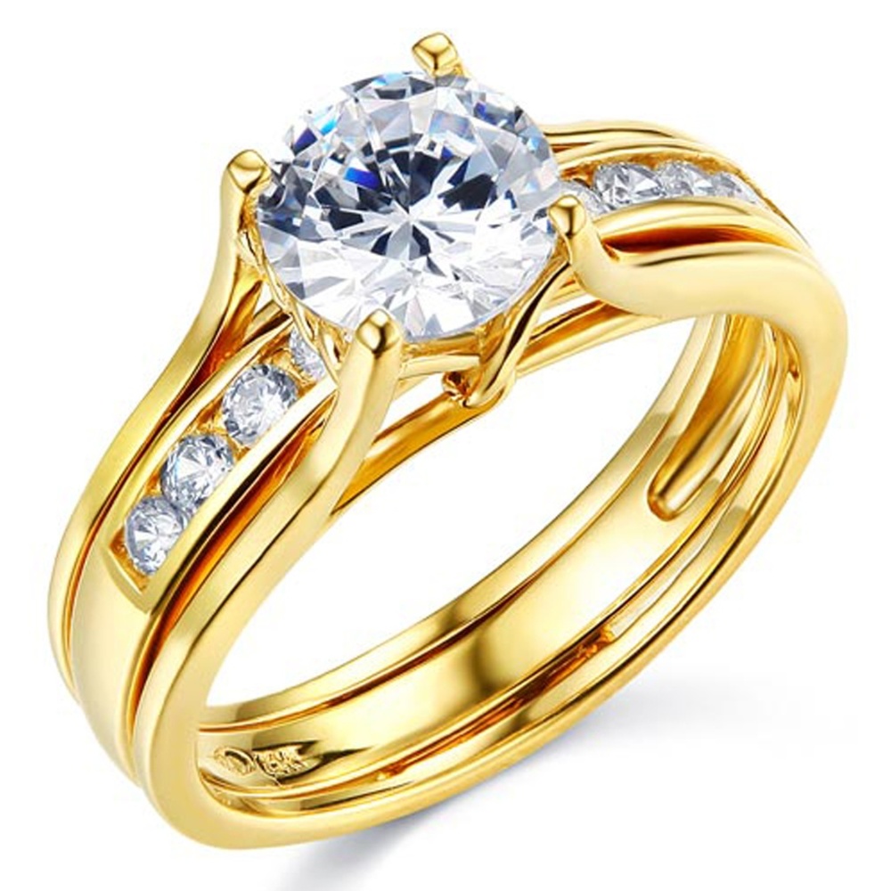 14K Split Shank 1-CT Round-Cut Solitaire CZ Ring